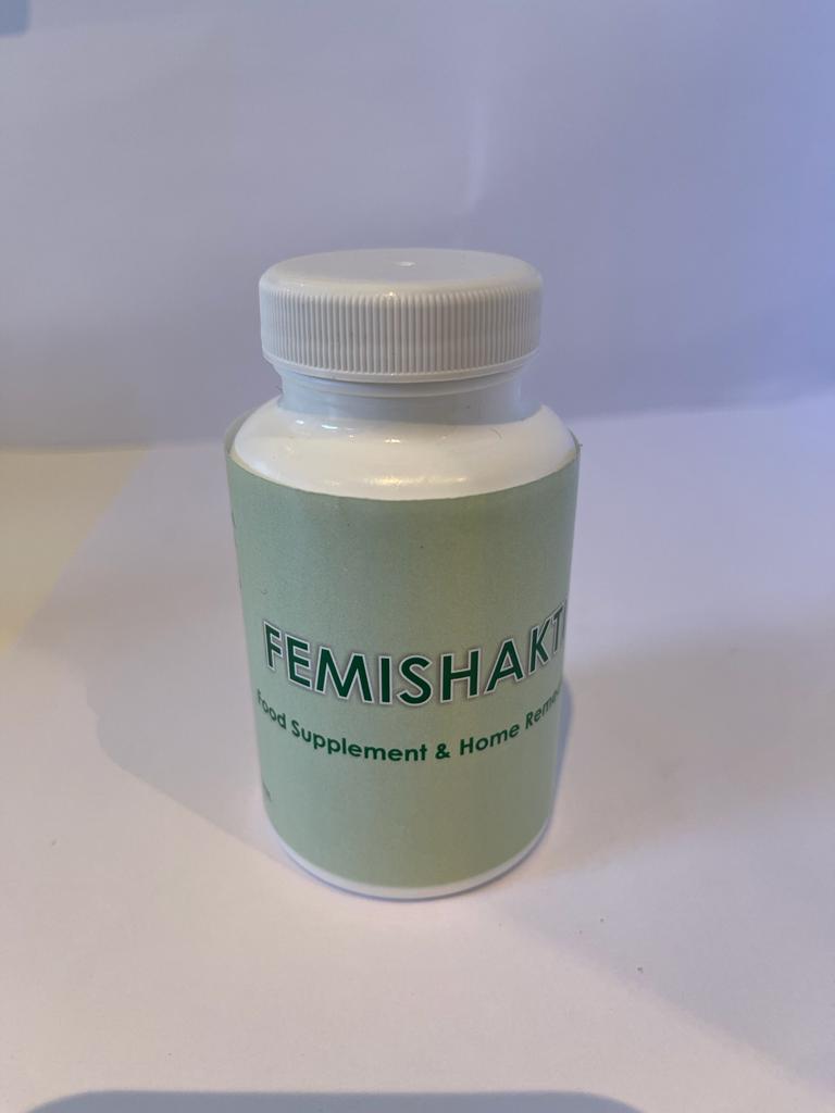 Femishakti tablets bottle - Ayurvedic supplement for women's health support.