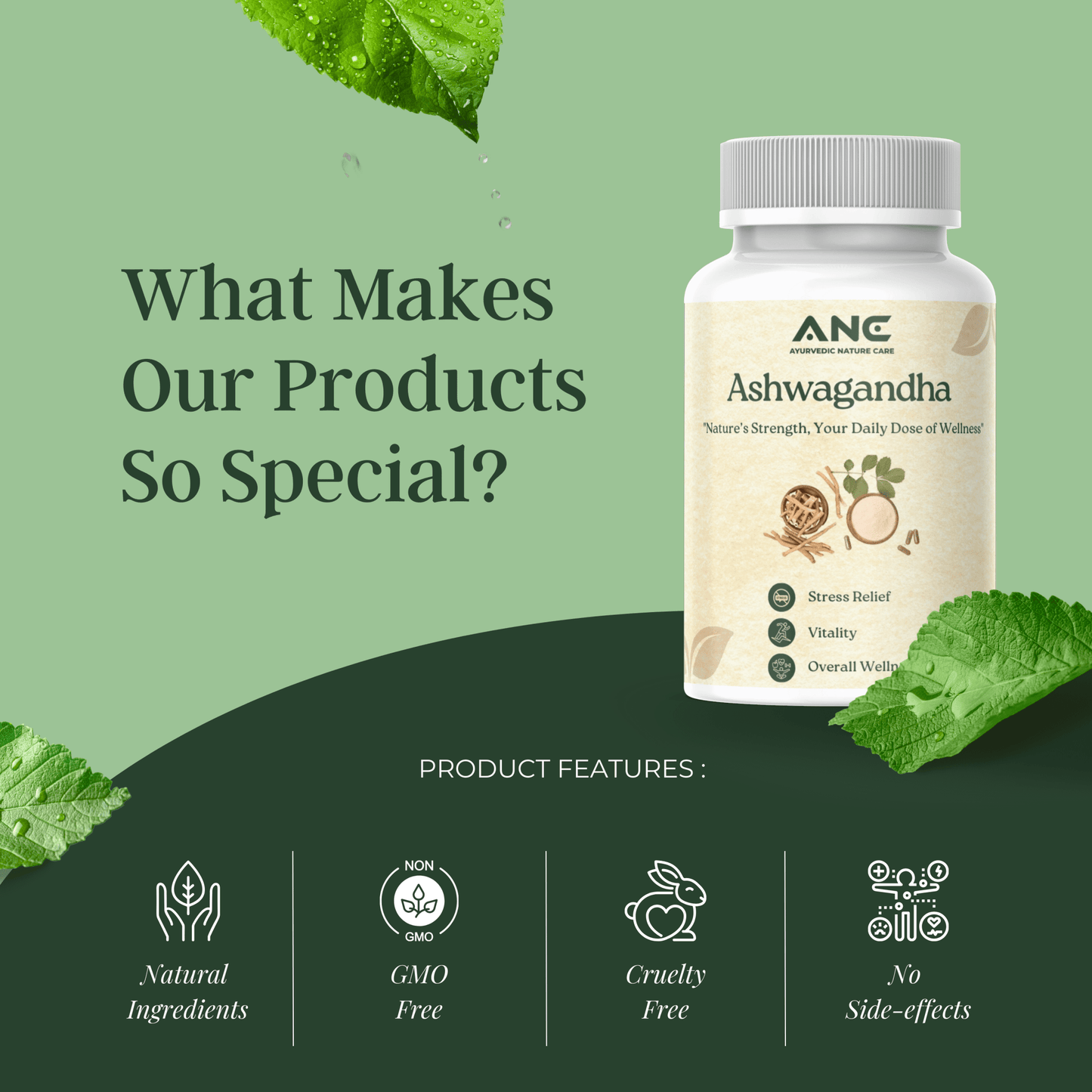 Ashwagandha Capsules - Natural Vitality, Stress Management & Hormonal Balance - Ayurvedic Nature Care