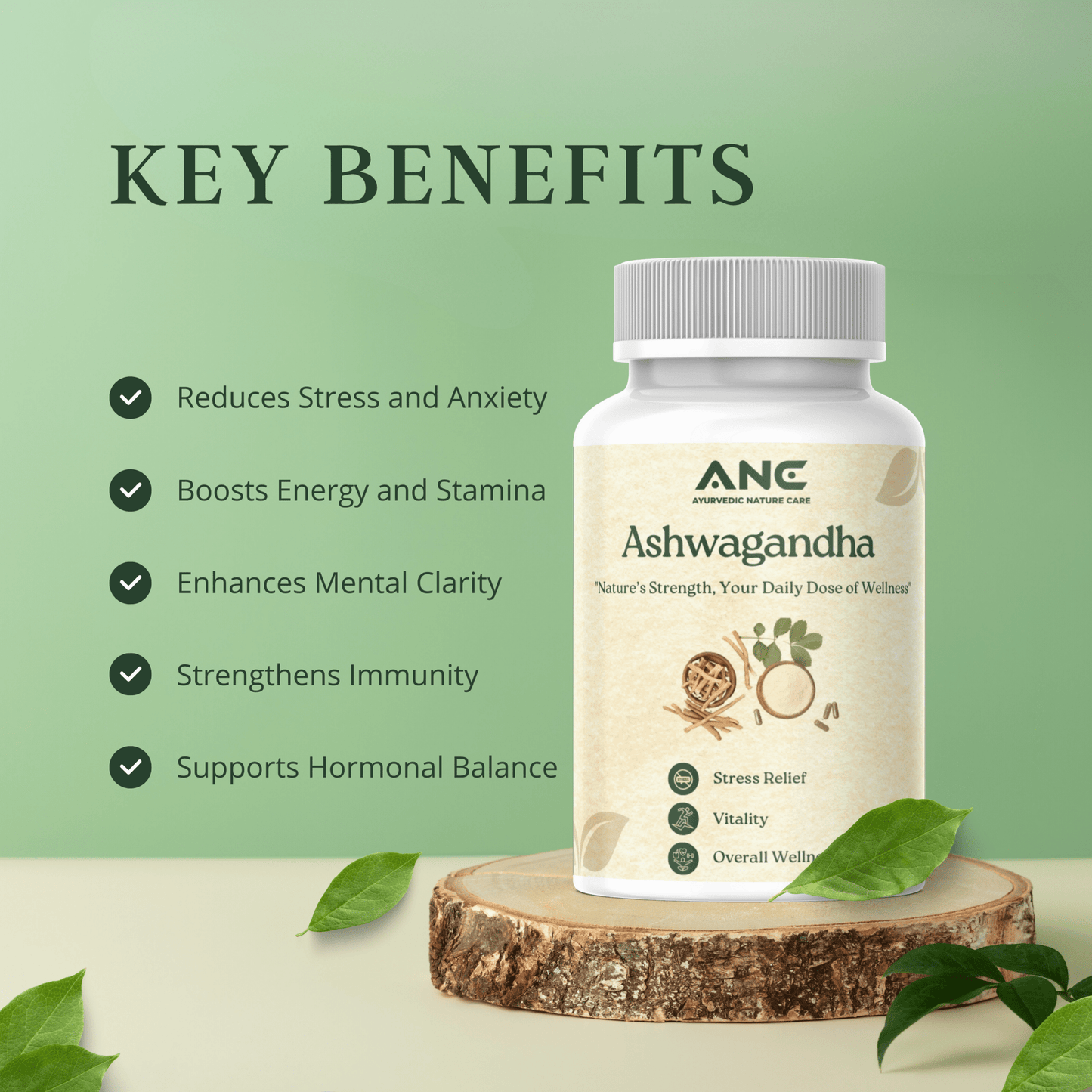 Ashwagandha Capsules - Natural Vitality, Stress Management & Hormonal Balance - Ayurvedic Nature Care