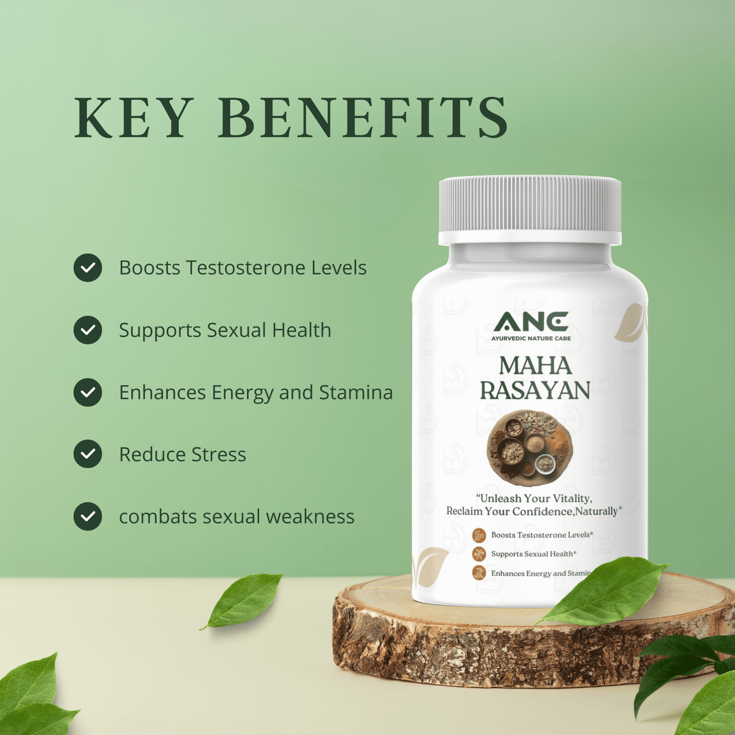 Maha Rasayan Tablets - Natural Herbal Formula for Testosterone Boost and Impotence Treatment - Ayurvedic Nature Care