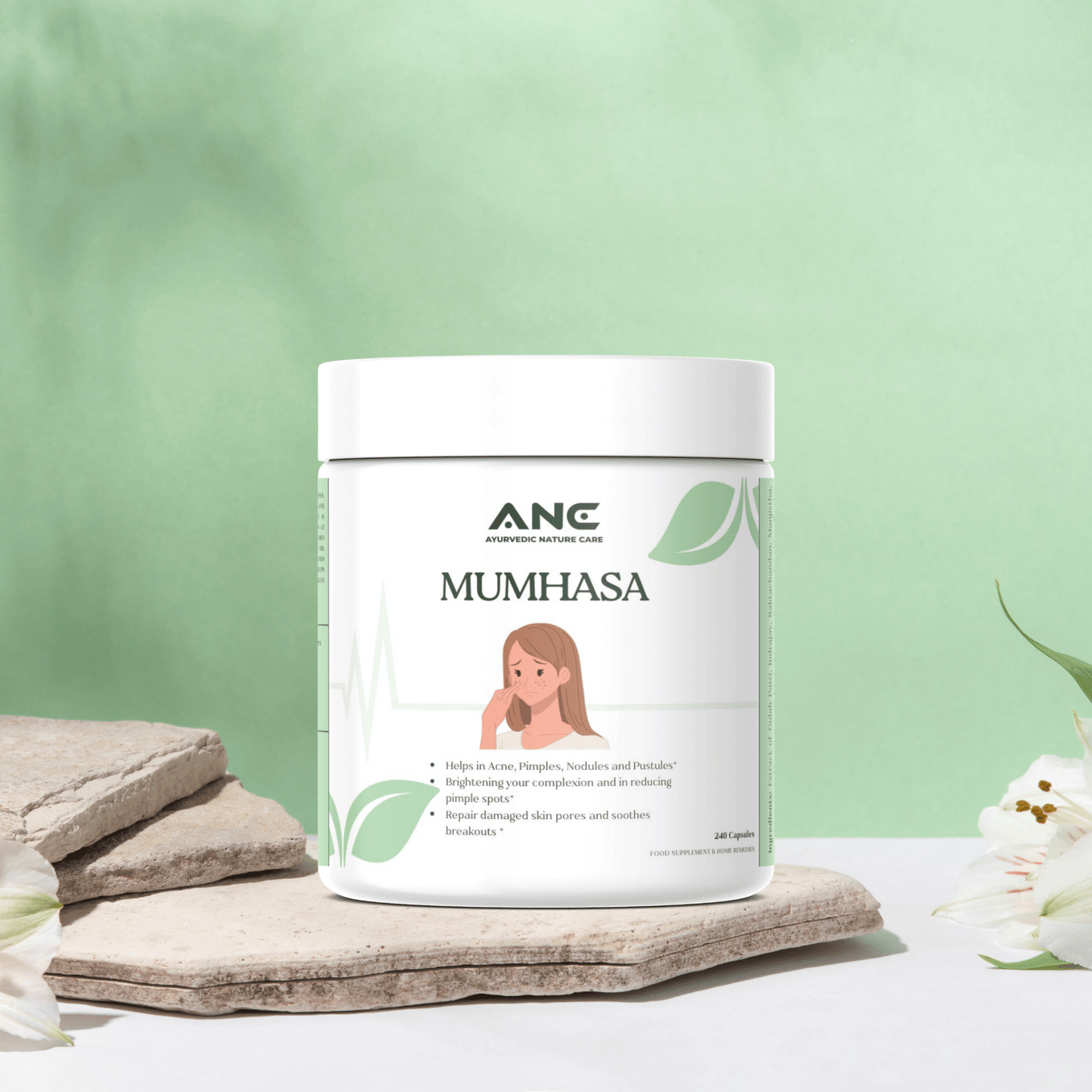 Mumhasa Capsules/Powder - Ayurvedic Acne & Pimple Relief Formula (Helps with Acne, Pimples, Nodules and Pustules) - Ayurvedic Nature Care