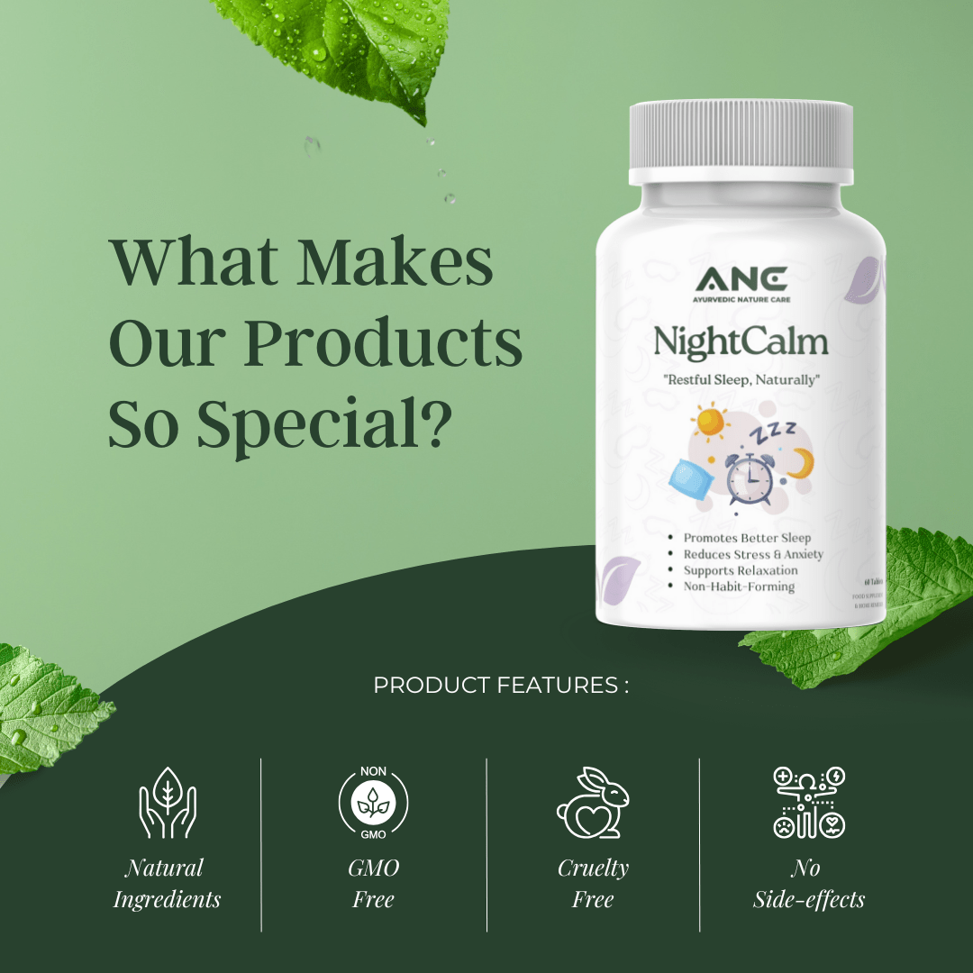 NightCalm Tablets for Natural Herbal Sleep Support - Ayurvedic Nature Care