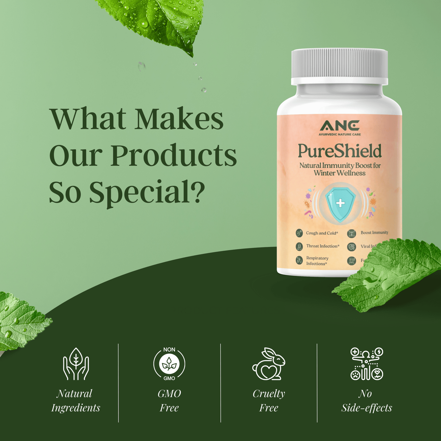 PureShield Tablets - Shield for Cough, Cold, Fever and Improves Seasonal Immunity - Ayurvedic Nature Care