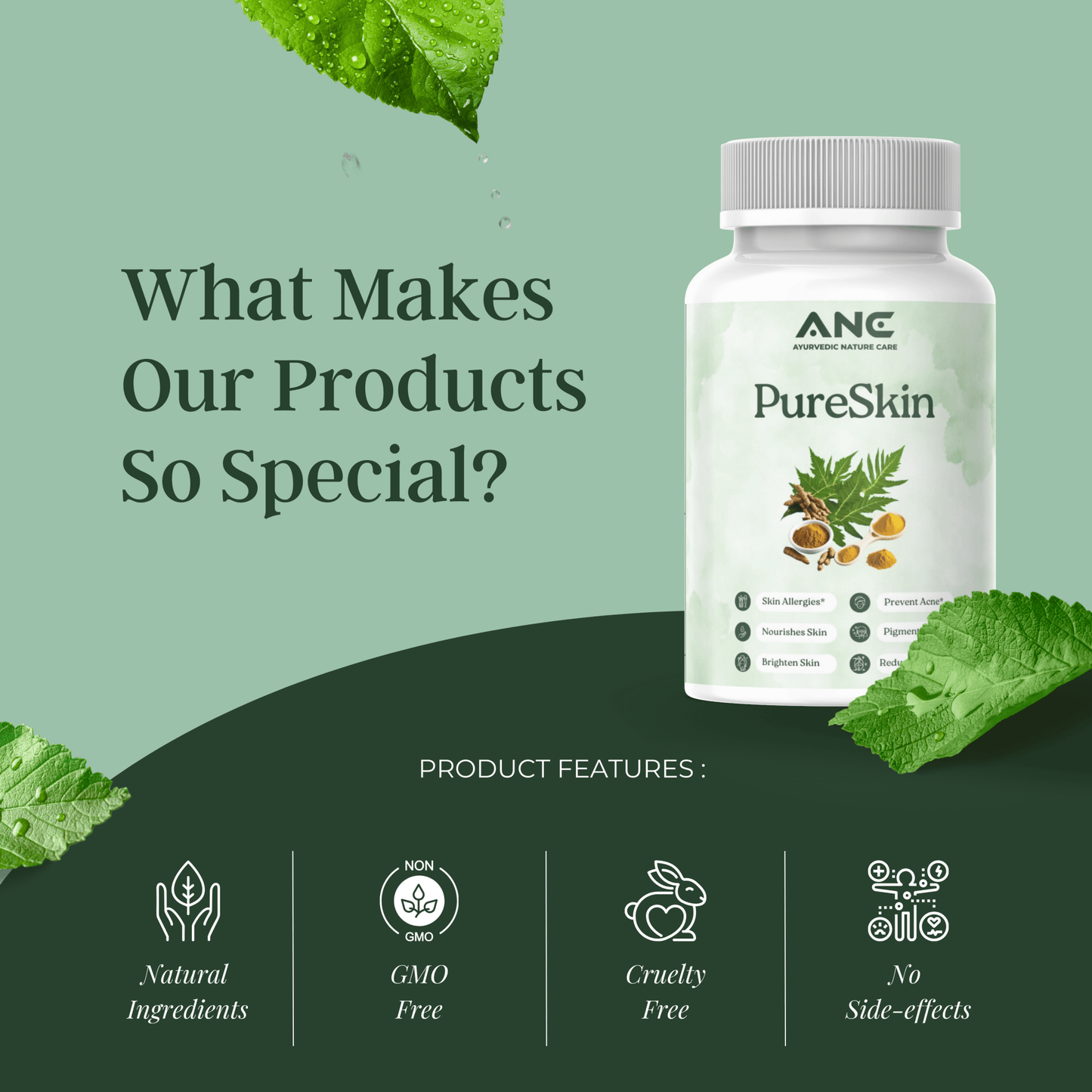 PureSkin Tablets - Natural Formula for All Skin Condition - Ayurvedic Nature Care