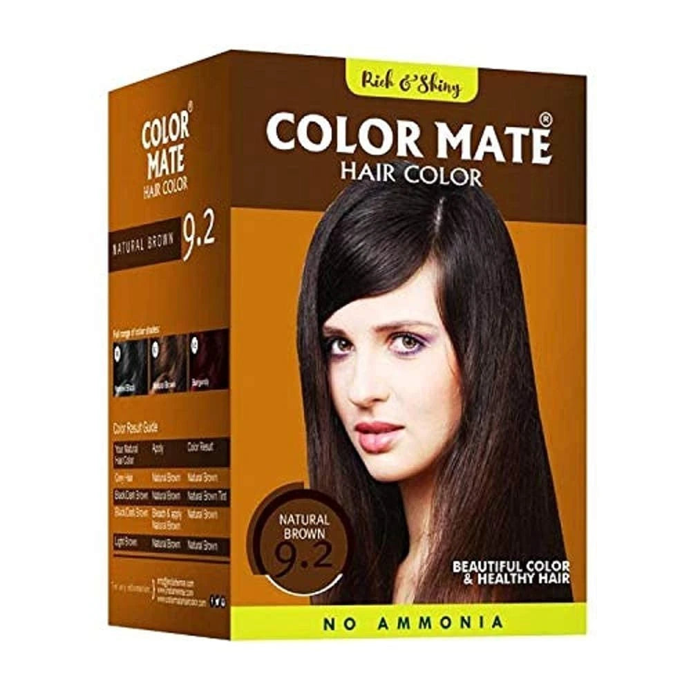 Natural Brown Color Mate(9.2) Herbal Base Powder Hair color (15gm Each) (10 x 15gm)