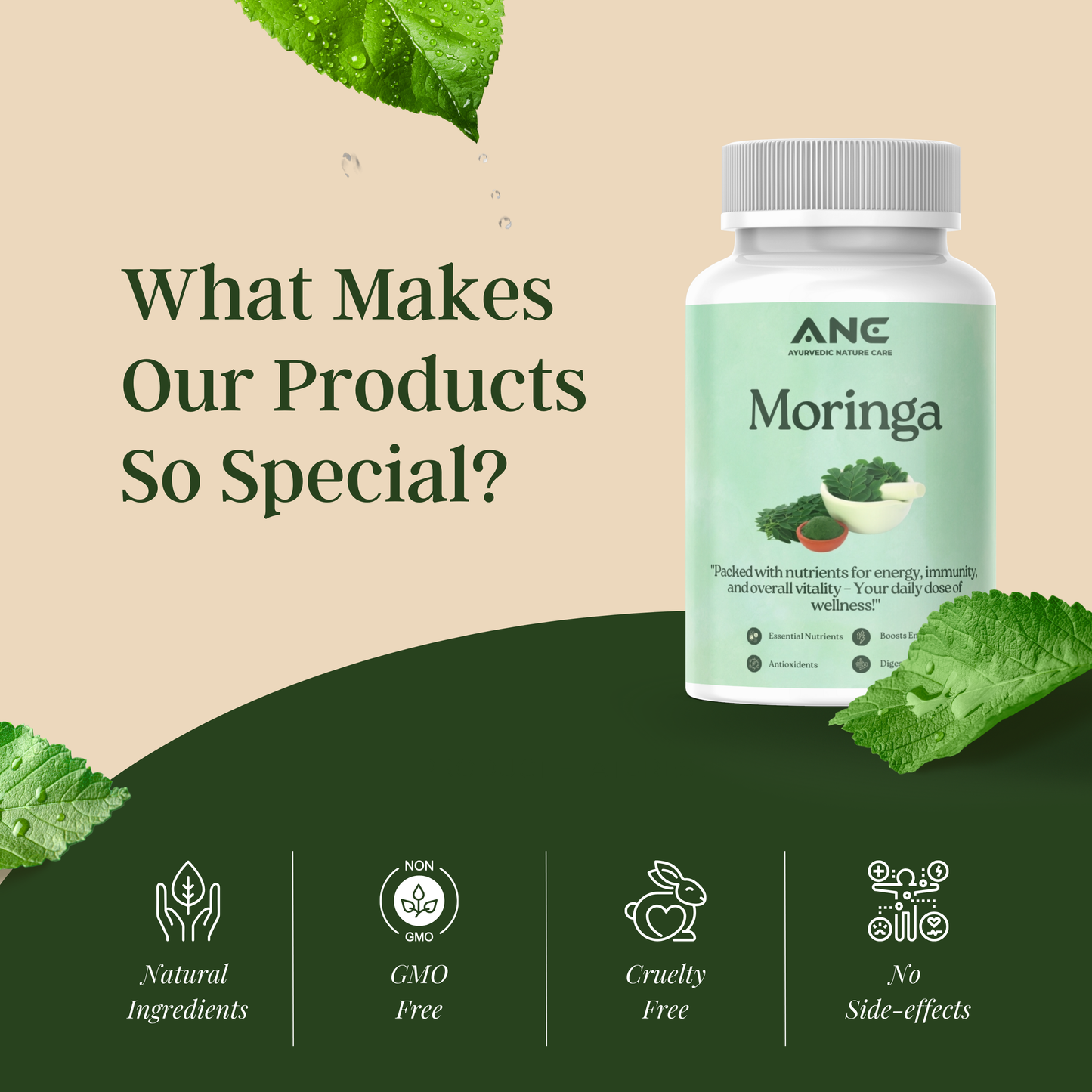 Moringa (Organic) Capsules-Packed with Nutrients for Energy, Immunity, and Overall Vitality