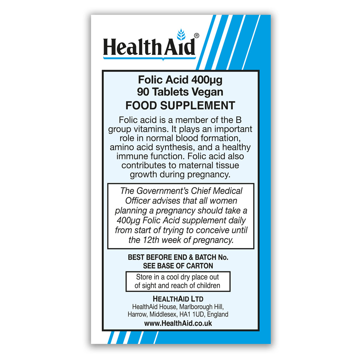 Folic Acid 400µg Tablets