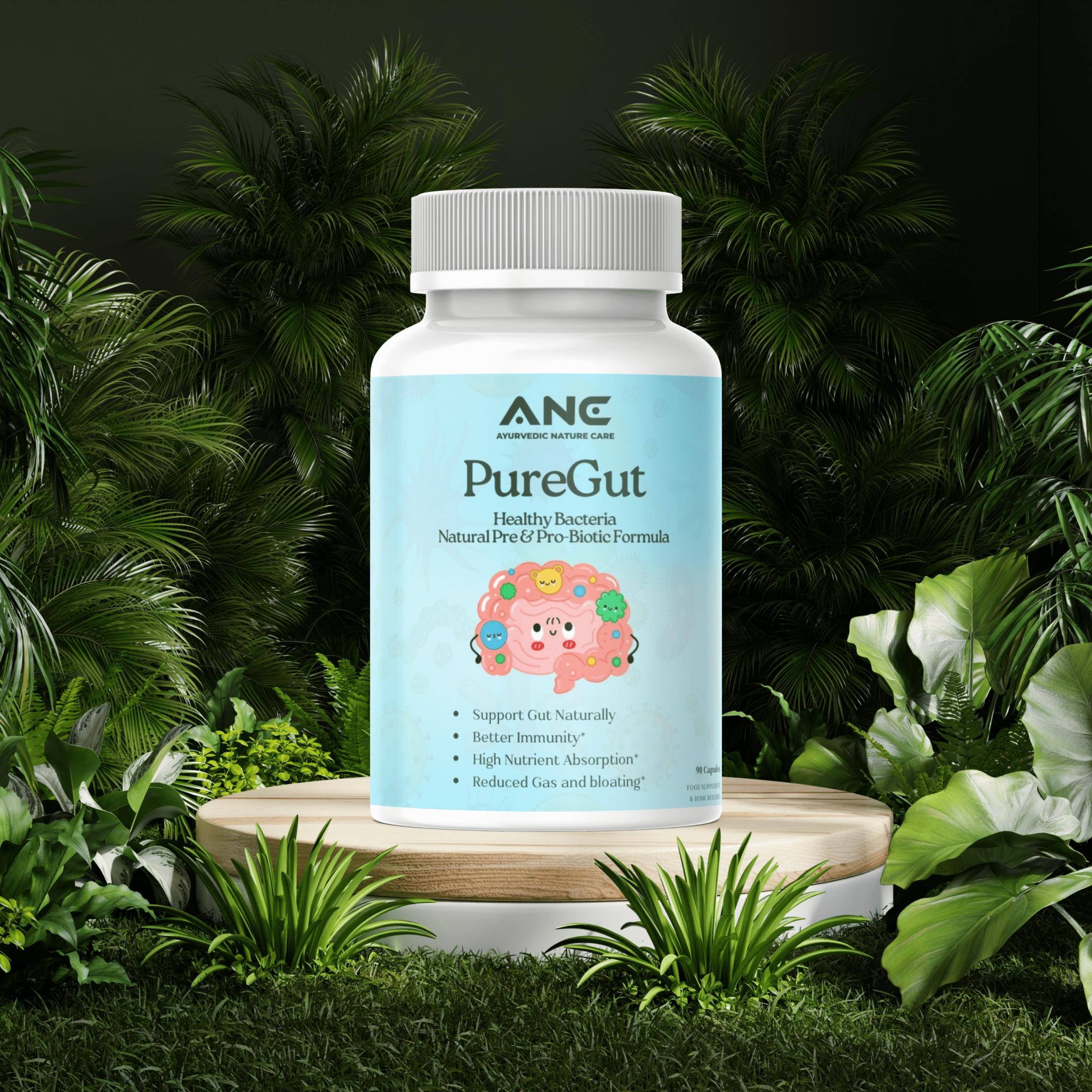 PureGut Capsules - Healthy Bacteria Extract - Natural Prebiotics & Probiotics - Ayurvedic Nature Care